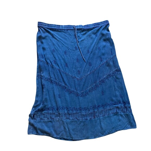 Greeta OS Blue Midi Length Skirt Boho Peasant - Picture 2 of 6